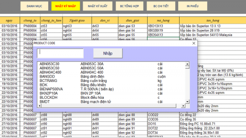 File Excel quản lý nhập tồn