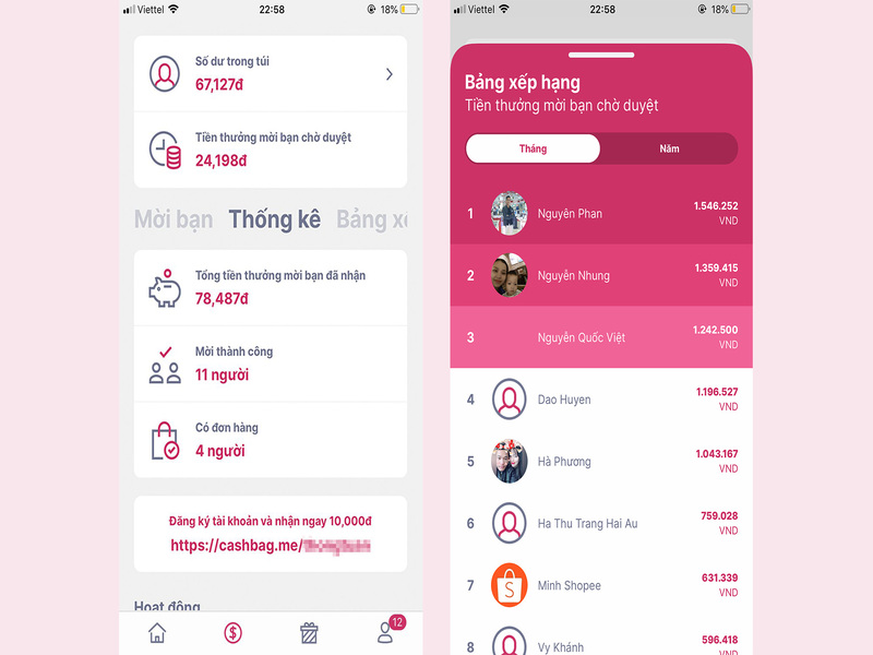 App kiếm tiền Cashbag