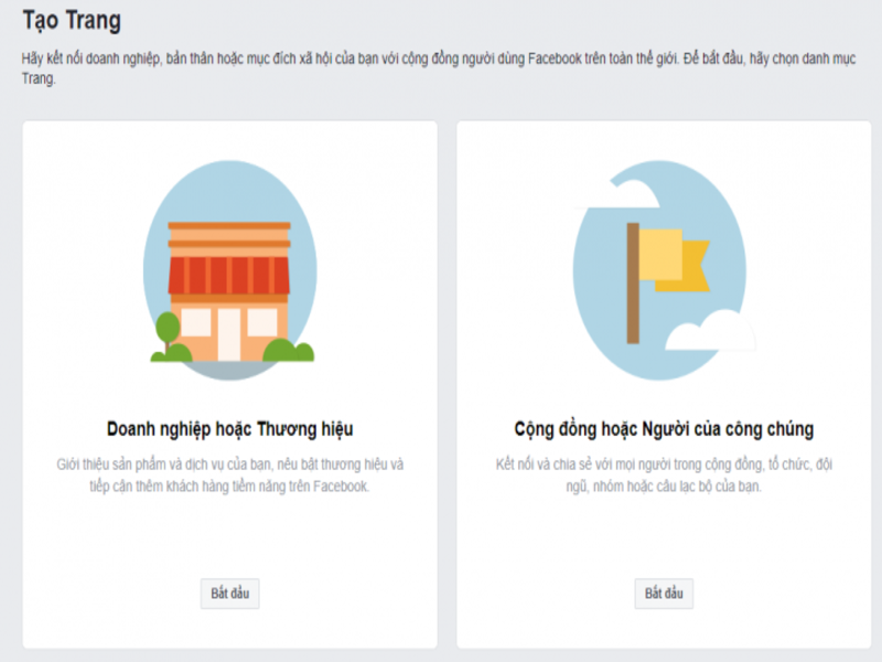 Chọn loại trang Facebook