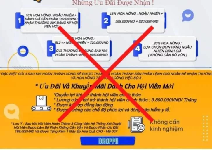 Cảnh báo lừa đảo giả mạo Droppii